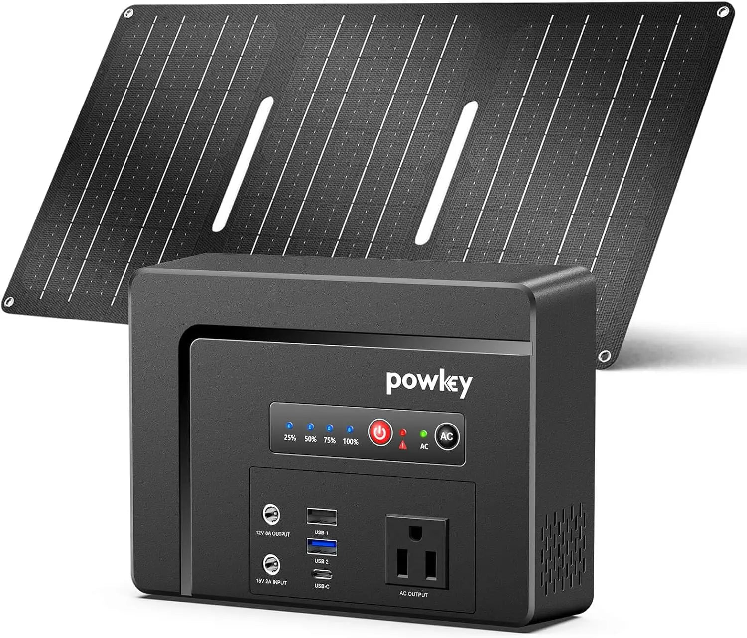 100W Solar Generator with Solar Panel 30W, 97Wh Portable Power Station Fast Charging Power Bank with Solar Charger for Camping