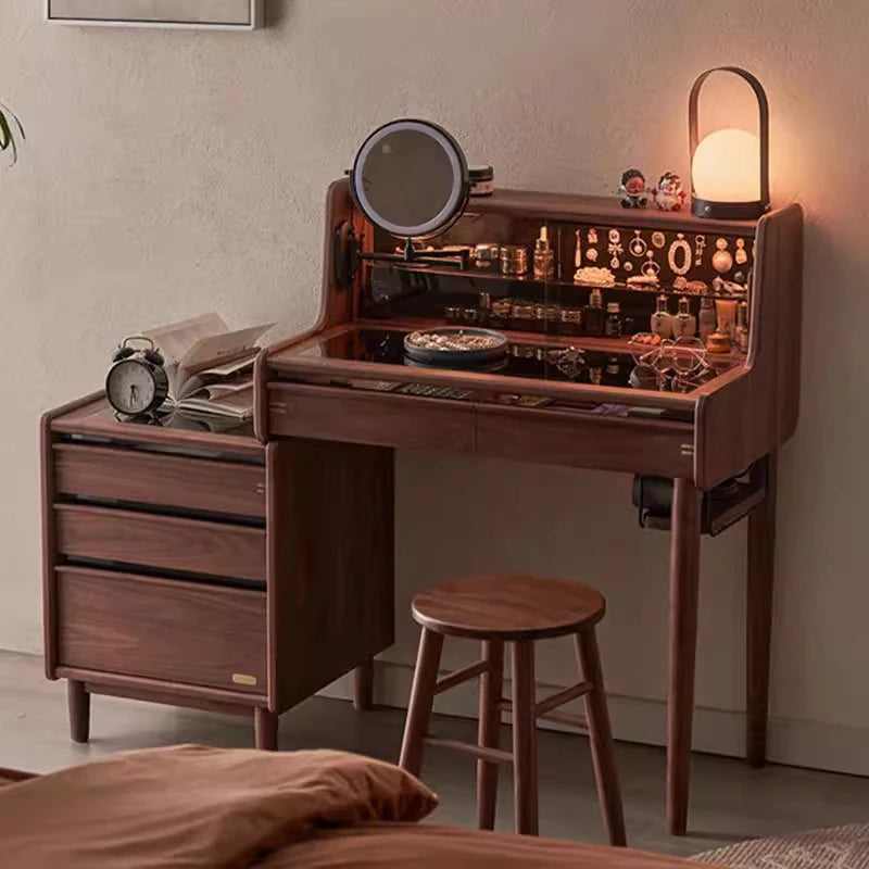 Wood Cosmetics Vanity Table Bedroom Makeup Mirror Desk Study Luxury Dressing Table Modern Organizer Penteadeira Home Furniture