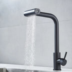 4-Mode Black Pull-Out Kitchen Faucet | RV & Home Hot/Cold Sink Faucet