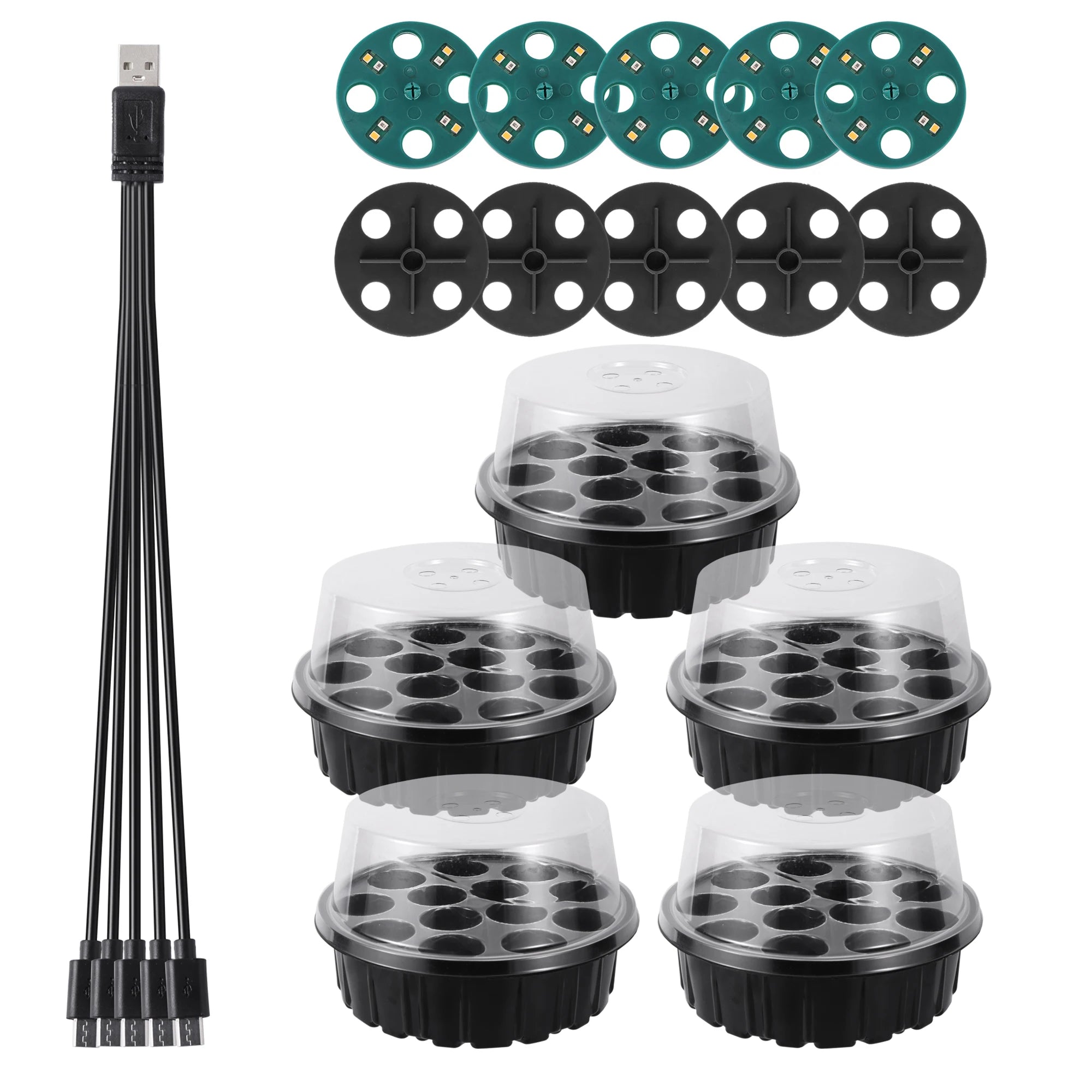 5 Sets Plastic Nursery Pot 13 Holes Seed Grow Planter Box Greenhouse Seeding Garden Seed Pot Tray plant Seedling Tray With Lids