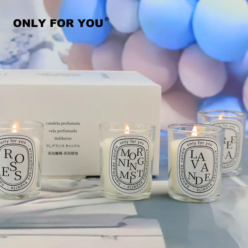 4Pcs Gift Box Set Handmade Clear Scented Candle Companion Return Christmas Gift Fragrance Romantic Candle Lamp Table Incense