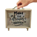 Money Saving Box Coin Saver Wooden Money Bank With Clear Window Reusable Cash Savings Case For Couples Friends Partners Children