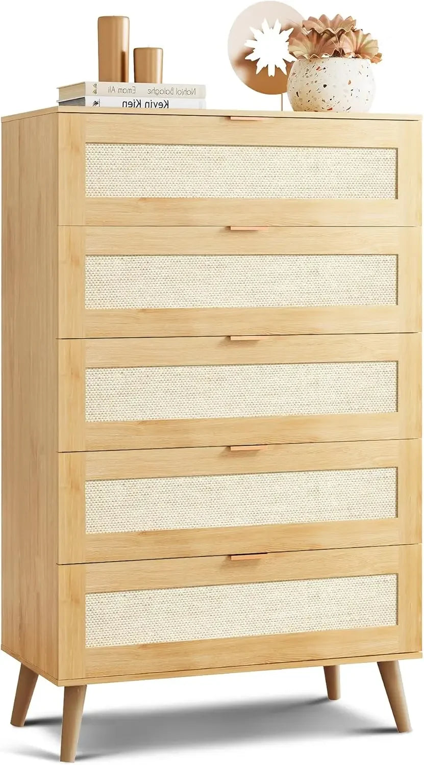 Wood Dresser Storage Organizer with Sturdy Metal Handle, TV Stand for 55 inch TV, Chest of Drawers for Living Room, Hallway