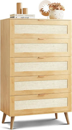Wood Dresser Storage Organizer with Sturdy Metal Handle, TV Stand for 55 inch TV, Chest of Drawers for Living Room, Hallway