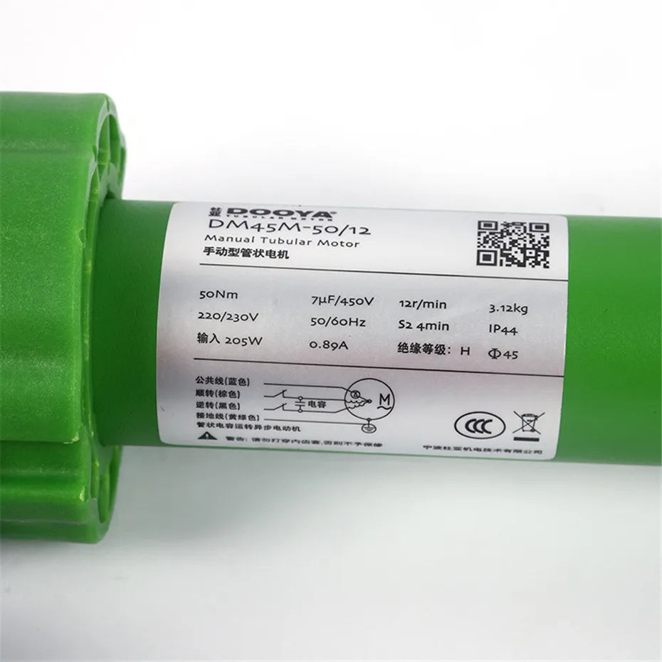 Dooya DM45M 50/12 Manual Tubular Motor for Motorized Rolling Shutter Door/Awning,Manual Control+Electric Control,for 80mm Tube