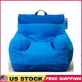 Durable Bean Bag Chair Kids Teens Comfortable Two Tone Blue Ideal Dorm Rooms Playrooms Living Spaces with Drink Holder Pocket