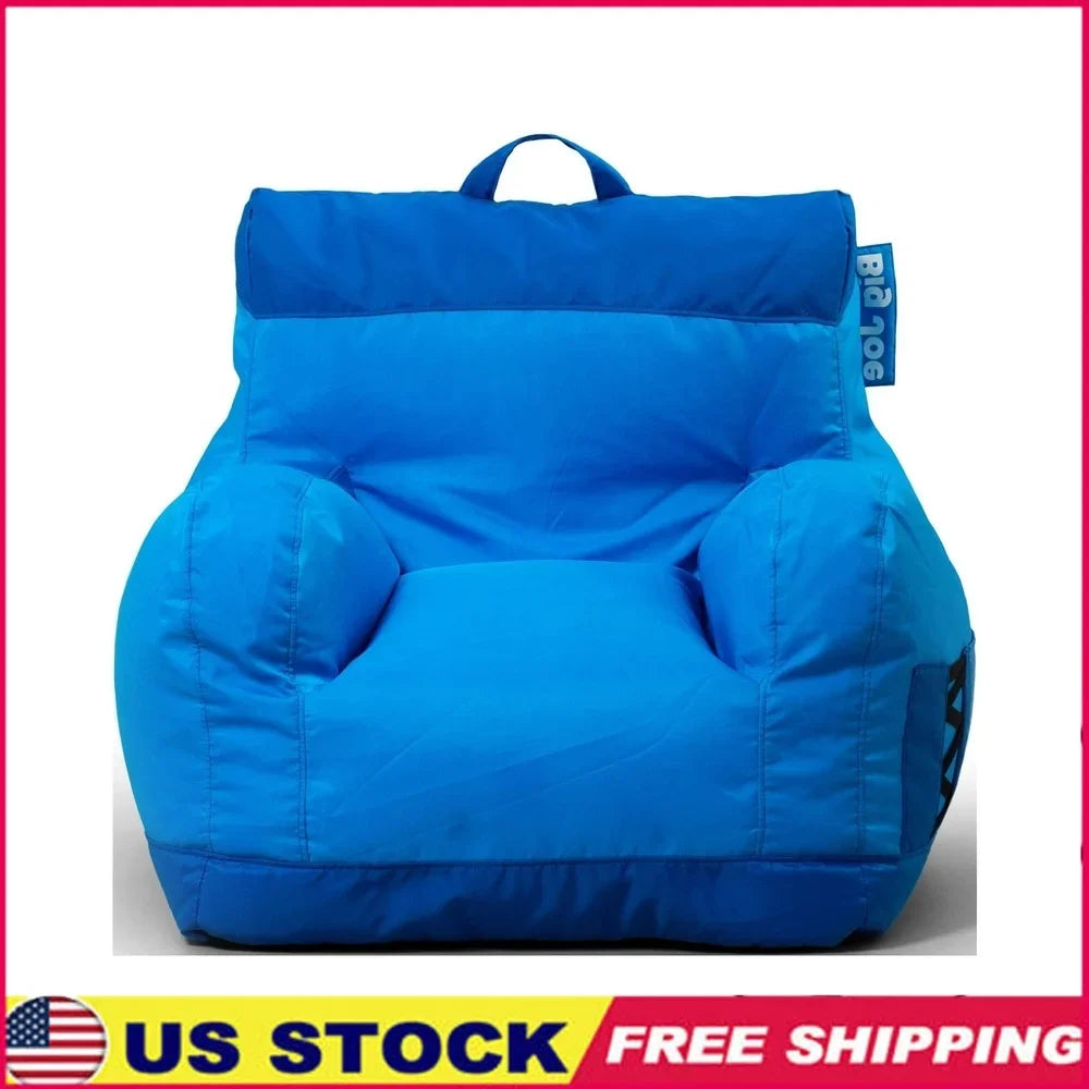 Durable Bean Bag Chair Kids Teens Comfortable Two Tone Blue Ideal Dorm Rooms Playrooms Living Spaces with Drink Holder Pocket