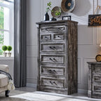 Farmhouse 7 Drawers Dresser for Bedroom, 57" Tall Large Dressers & Chests of Drawers w/Roman Column, Storage Dressers Organizer