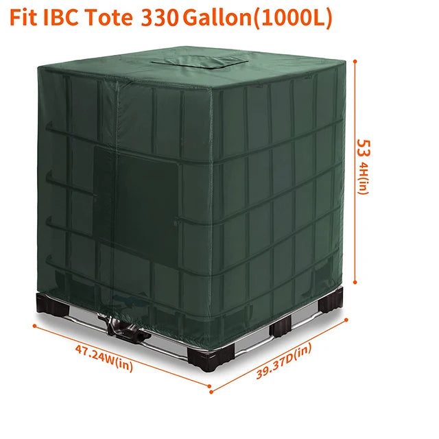 IBC Tote cover 330 gallon zipper 210D&420D heavy sunscreen material 1000L outdoor garden water tank protection cover