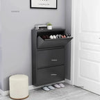 Narrow Shoe Rack Home Aesthetic Living Room Furniture Tilted Vertical Wooden Storage Hallway Shoe Cabinets n