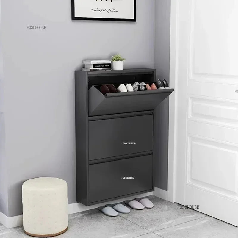 Narrow Shoe Rack Home Aesthetic Living Room Furniture Tilted Vertical Wooden Storage Hallway Shoe Cabinets n