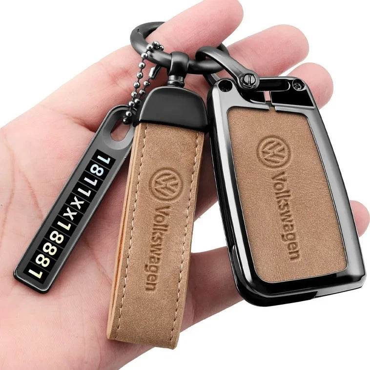 Vw Golf 5 6 Polo Passat B6 B7 Cc Skoda Jetta Universal Car Key Case Luxury Leather Key Cover Durable Secure Car Holder
