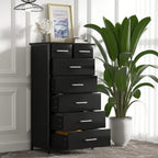 7 Drawer Tall Dresser with Sturdy Metal Frame, Industrial Drawer Chest for Bedroom, Clothes Storage Cabinet