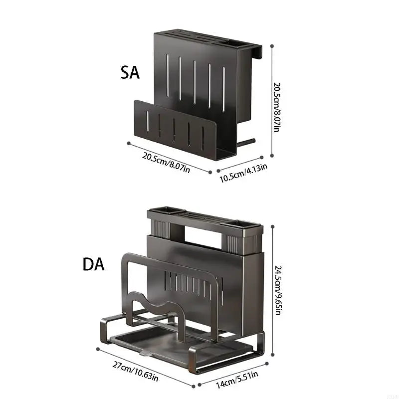 Carbon Steel Wall Mounted Kitchen Cutter Holder With Cutting Board Rack And Utensils Organizers For Small Space KXRE