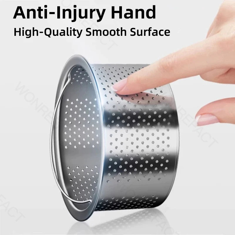 Kitchen Sink Strainer Sink Filter Basket With Handle 304 Stainless Steel Rust Free and Dishwasher Safe Sink Food Catcher