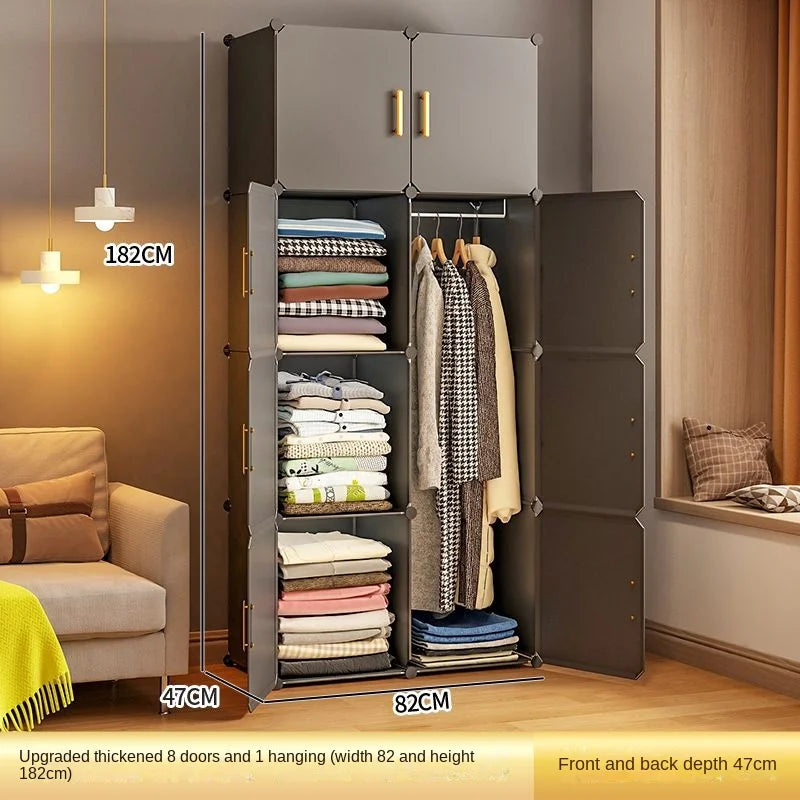 Folding Wardrobe Clothes Cabinets Simple Dressers Cube Storage Locke Closet Plastic Collapsible Sturdy Home Bedroom Furniture