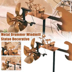 Metal Wind Spinner Metal Drummer Windmill Statue Decorative Wind Power Rock Art Statue for Garden Yard Patio Lawn Porch Backyard