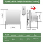 4/6 inch 220V Home Bathroom Kitchen Bedroom Toilet Low Noise Ventilato