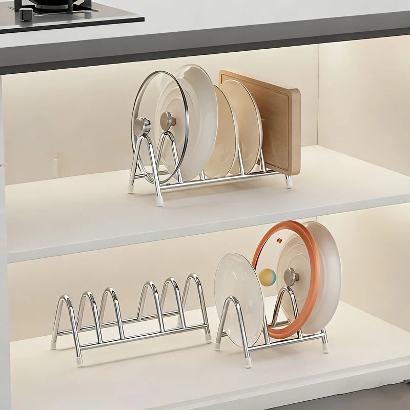 Stainless Steel Pot Lid Rack Multi-functional Cutting Board Rack Chopping Board Rack Tray Storage Rack Kitchen,Organizer Kitchen