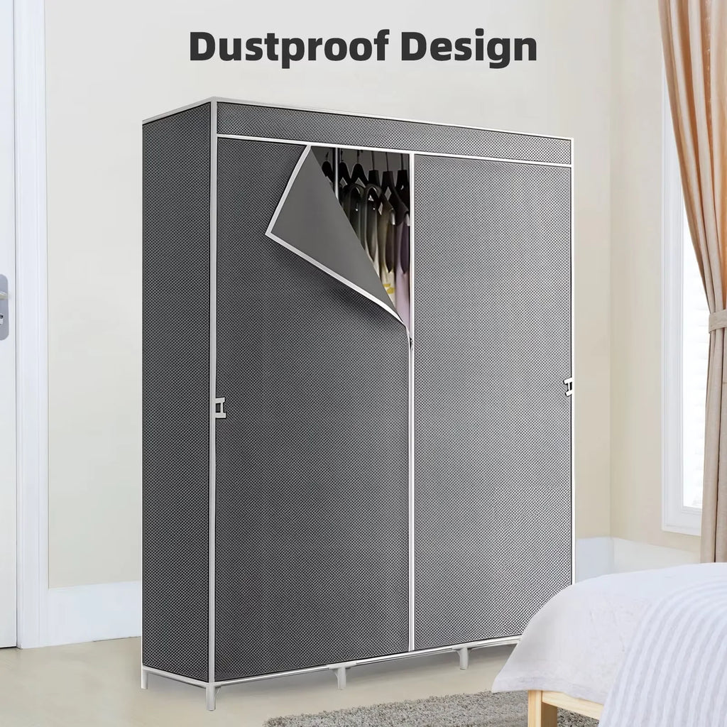 Space saving portable closet organizer, adjustable small space storage rack, easy to assemble, durable and versatile