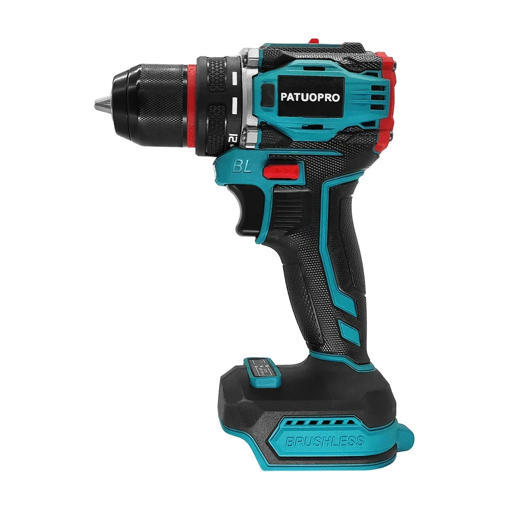 PATUOPRO 10mm Cordless Brushless Electric Drill 2-Speed Metal Chuck Drill Screwdriver Home DIY Power Tool For Makita 18V Battery