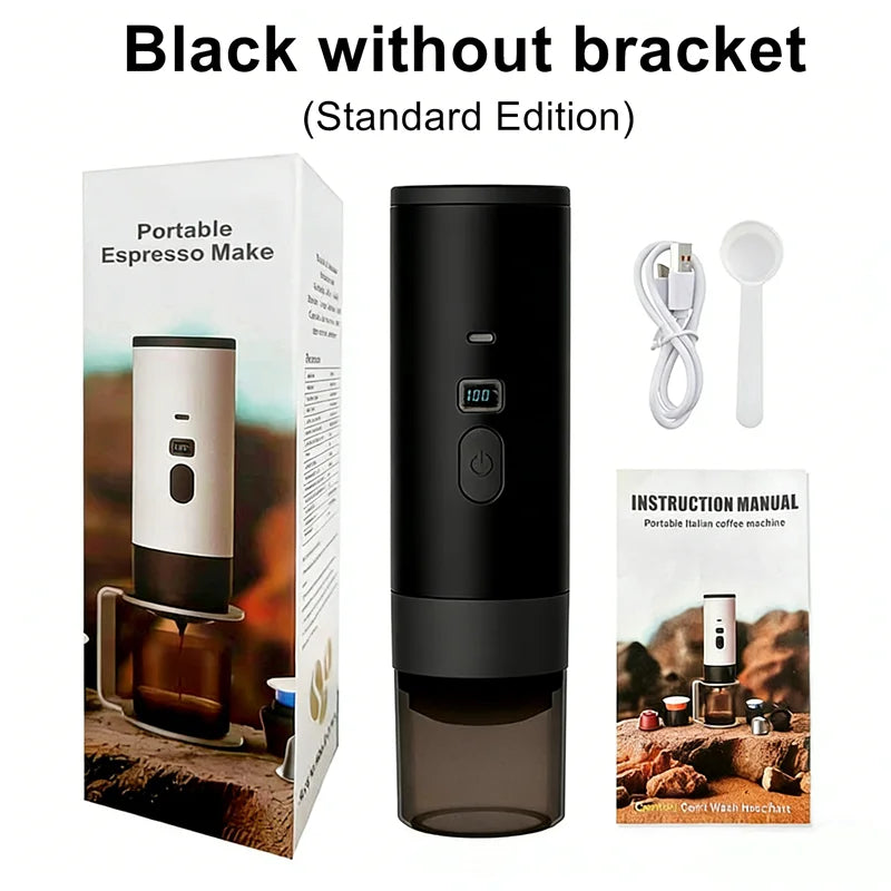 Portable 3-in-1 Wireless Electric Espresso Coffee Machine for Car Home Camping - Capsule Powder Travel Coffee Maker