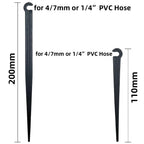 WUJIE 50-1000PCS Garden 1/4" Stake Fixed Stems Holder Support 11cm 20cm for Drip Irrigation 4/7mm Hose Pipe Inserting Ground