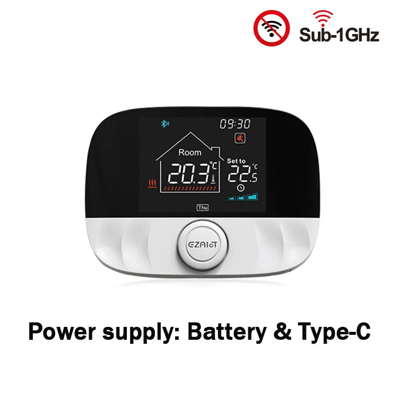 RF Wireless Thermostat Gas Boiler Room Floor Heating Non-WiFi Programmable Temperature Controller