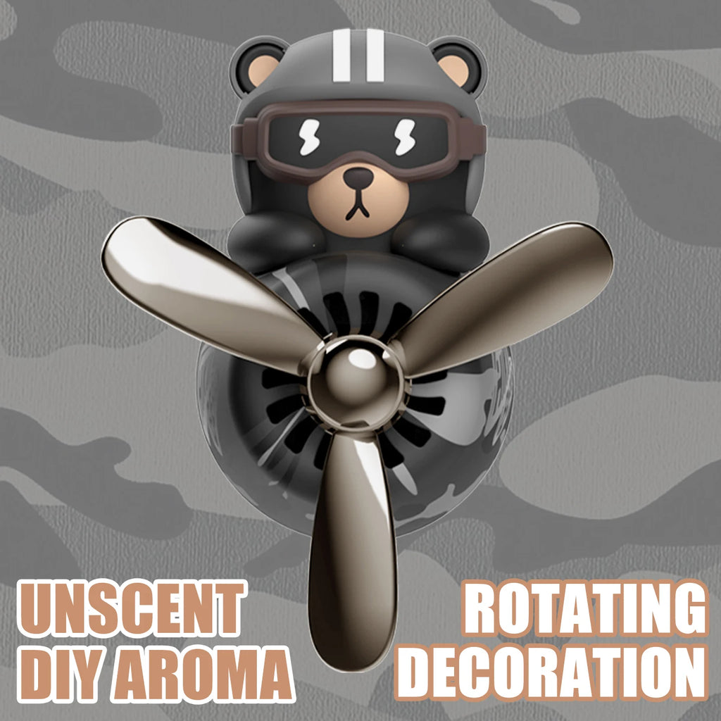 Unscented No fragrance DIY perfume rotate propeller pilot bear car ornaments vent diffuser accessories cool fun decorations men