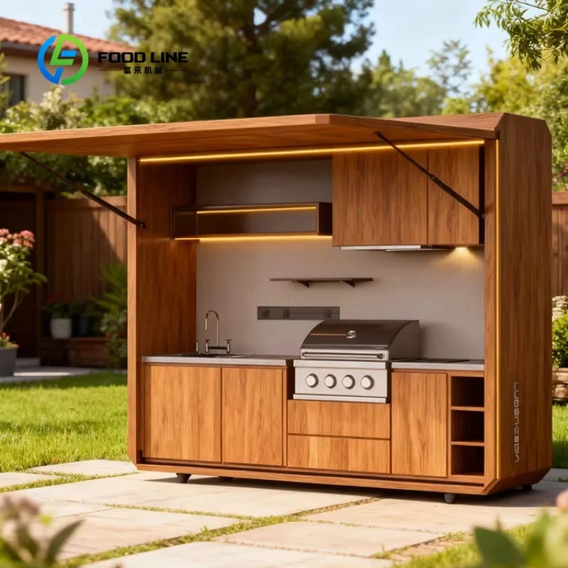 Customized High End Premium Outdoor Camping Kitchen Green Easy Install Combined Furniture Picnic Yard Party Leisure Equipment