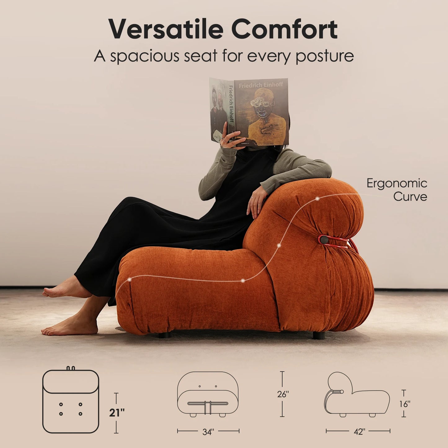 Modern Lazy Floor Couch - Mid Century Fireside Chair Sofa for Living Room & Cafe | AlluCanFind