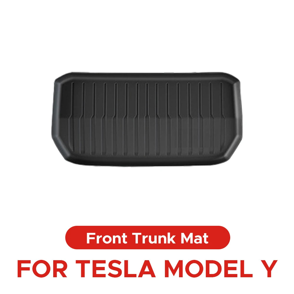 For Tesla Model Y 2020-2024 Front and Back Trunk Mat TPE Carpet Waterproof Weather-resistant Pads Up and Down Layer Mats