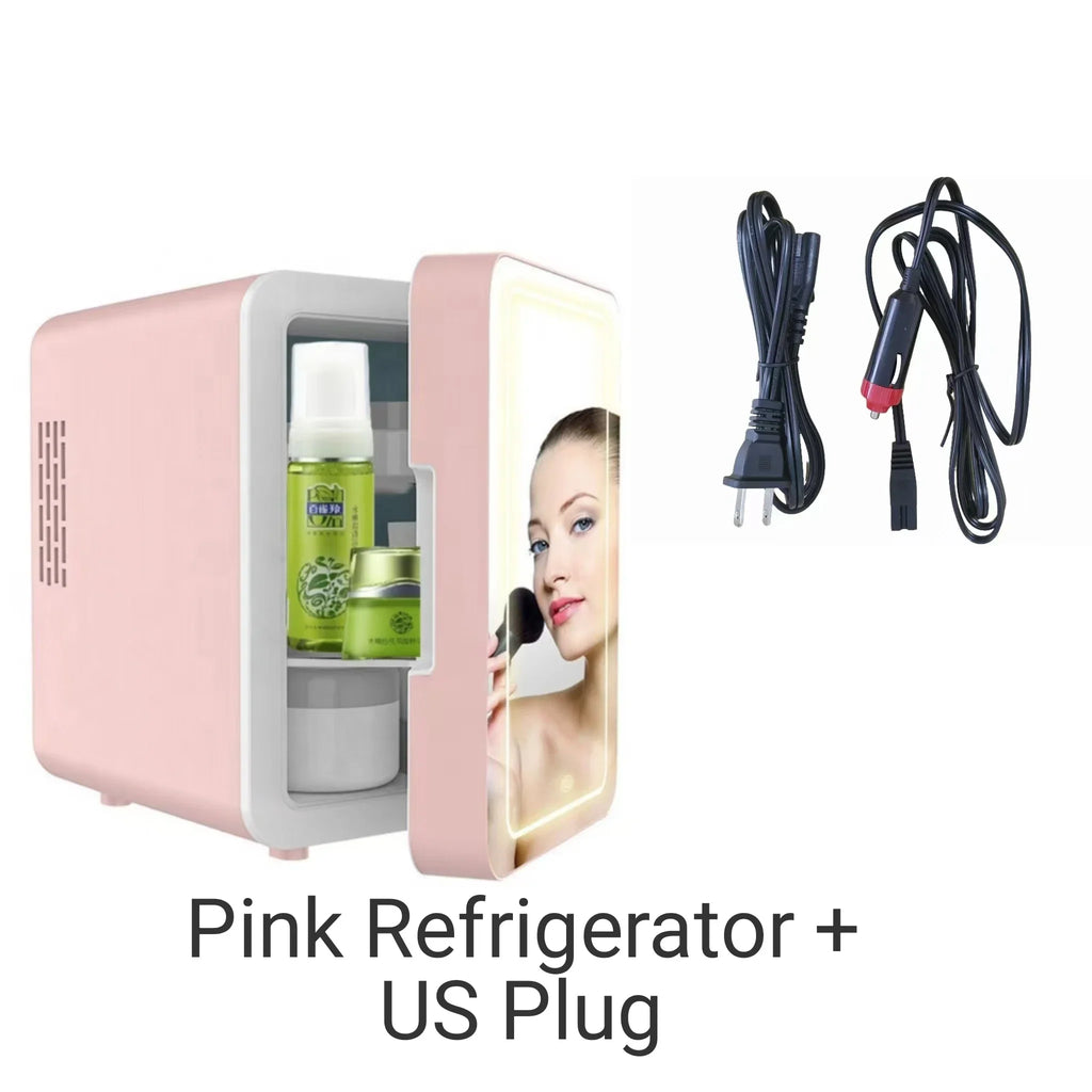 4L Mini Refrigerator Car Cosmetics Skincare LED Mirror Household Refrigerator Small Freezer Refrigeration Noise Reduction Portal