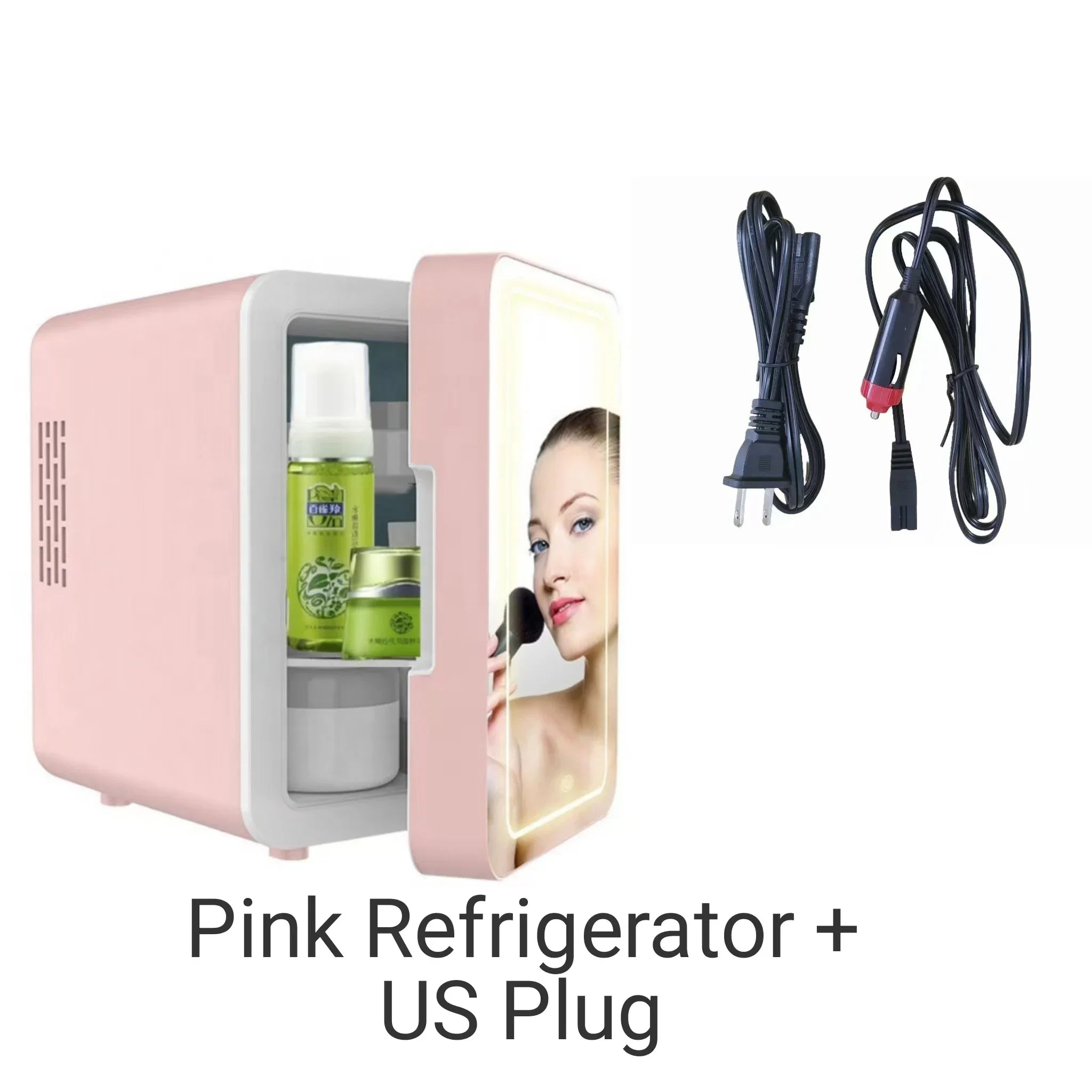 4L Mini Refrigerator Car Cosmetics Skincare LED Mirror Household Refrigerator Small Freezer Refrigeration Noise Reduction Portal