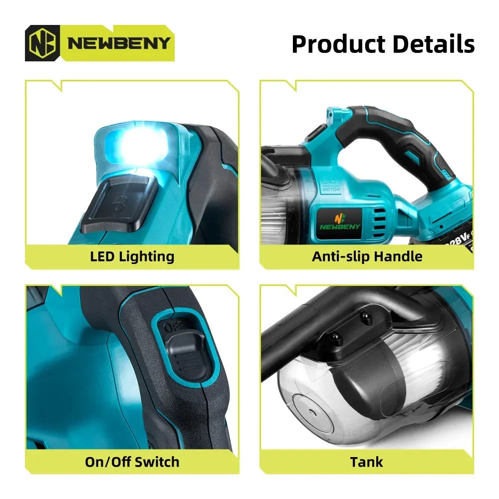 NEWBENY Cordless Handheld Electric Vacuum Cleaner Powerful Rechargeable Household Indoor Cleaning Tools For Makita Battery Pin