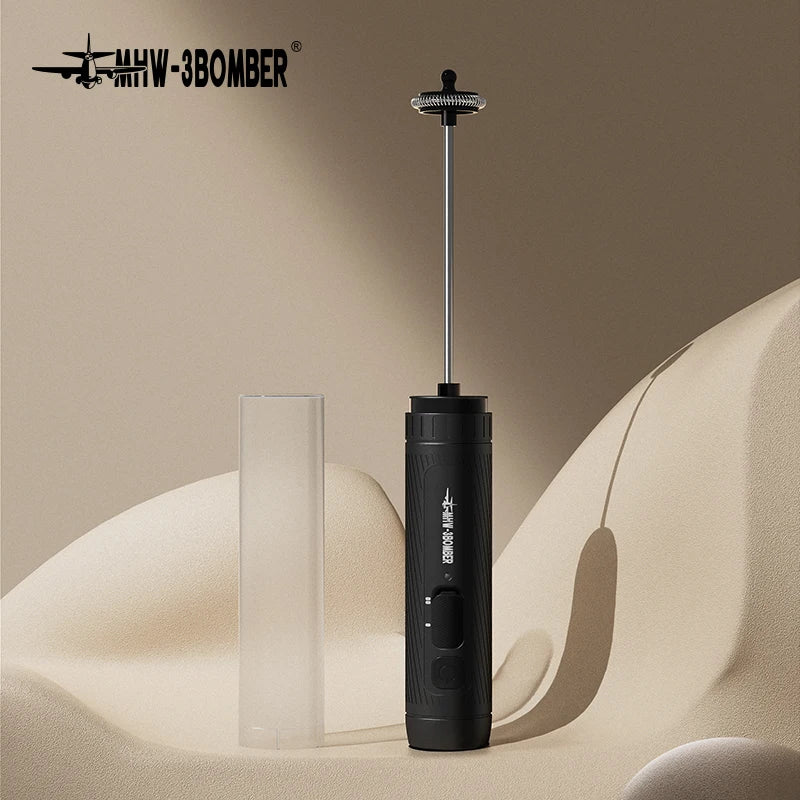 MHW-3BOMBER Rechargeable Milk Frother Pitcher Handheld Electric Foam Maker Stainless Steel Whisk Foamer for Espresso Latte Tool