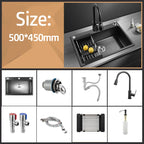 304 Stainless Steel Kitchen Sink Topmount Single Bowl Wash Basin For Home Fixture Drain Accessories Single Slot Kichen Sink