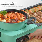 3 in 1 Korean Electric Baking Pan Soup Hot Pot Grill Plate Instant Kitchen Fondue Detachable and Washable Non-Stick Baking Pan