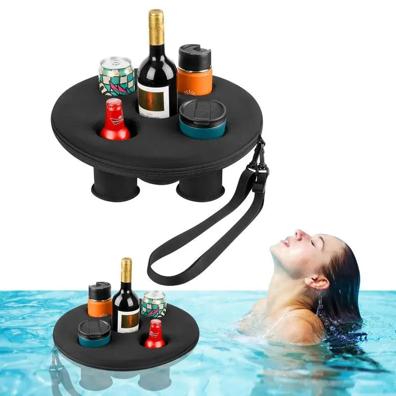Floating Drink Holder Summer Inflatable Float Beer Drinking Cooler Table With 5 Holes Beer Tray Party Cup Holder For Pool Spa