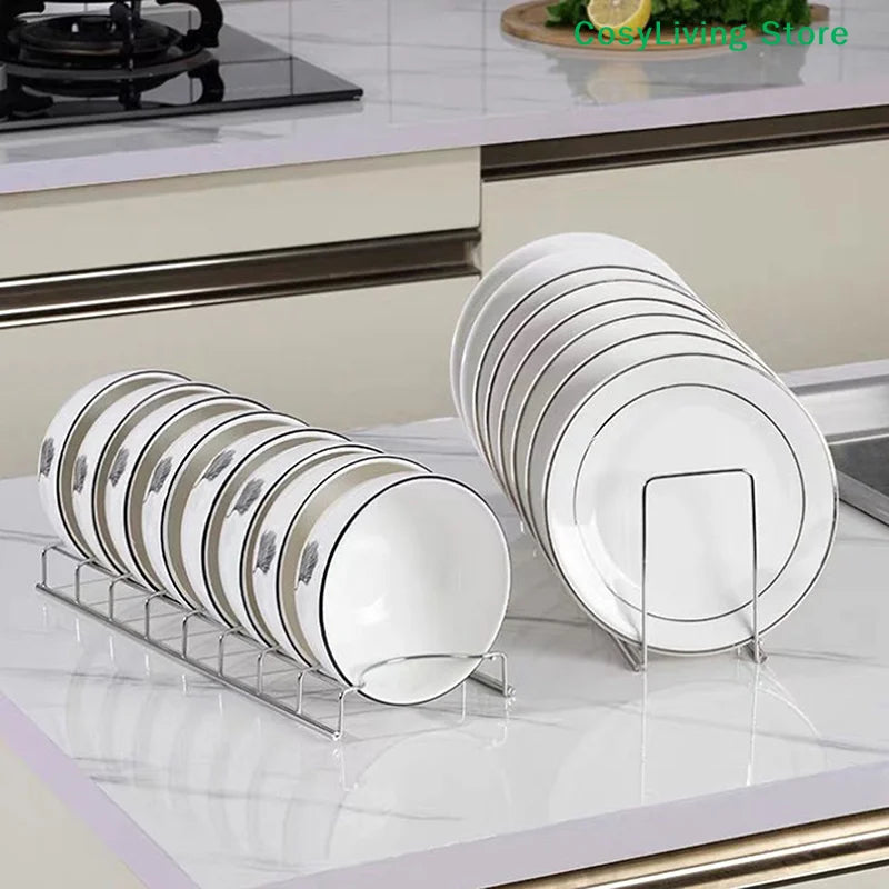 Stainless Steel Dish Holder Kitchen Bowl Dish Organizer Home Cutlery Dishes Pot Lid Rack Household Dish Rack Kitchen Accessories