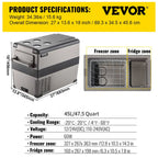 VEVOR Portable Car Refrigerator - Freezer Cooler 12/24V