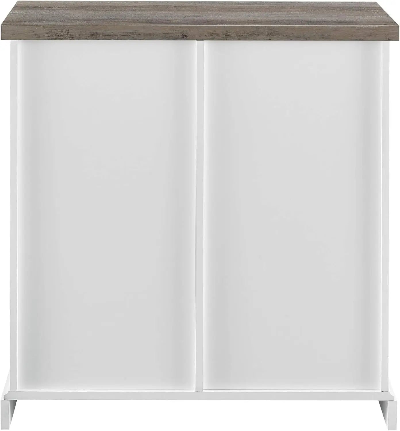 Willa Modern Farmhouse Sliding Single Slat Door Storage Console, 32 Inch, White And Grey Wash