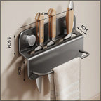 Suction Cup Kitchen Knife Rack Carbon Steel Wall Mount Punch Free Multifunctional Kitchen Rack Traceless Utensil Storage Rack
