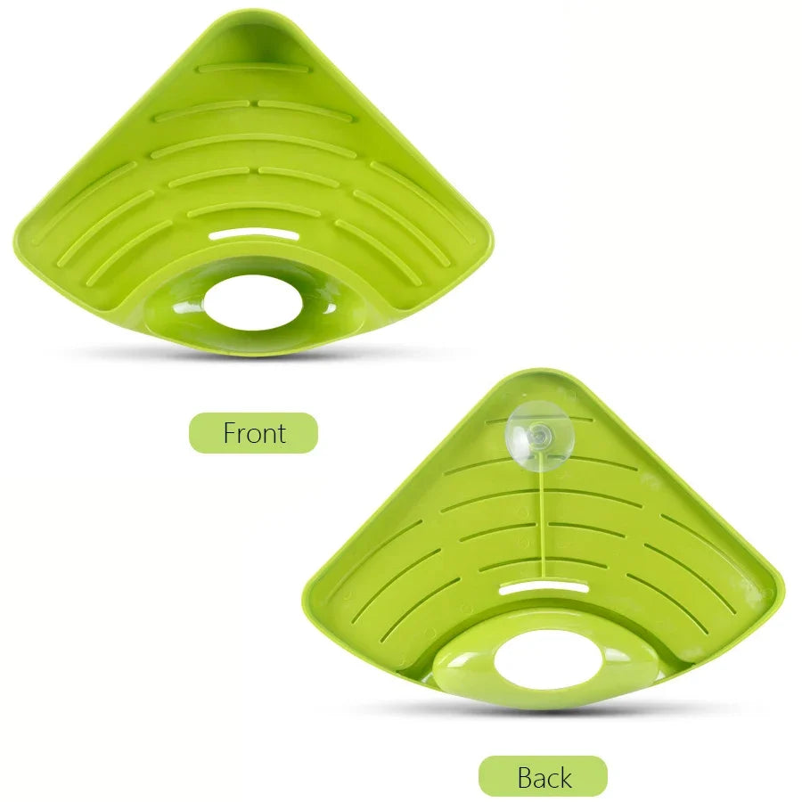 Multifunctional Kitchen Sink Triangle Storage Rack - Dishwashing Sponge Drainage Shelf Utensil Organizer for Home Garden
