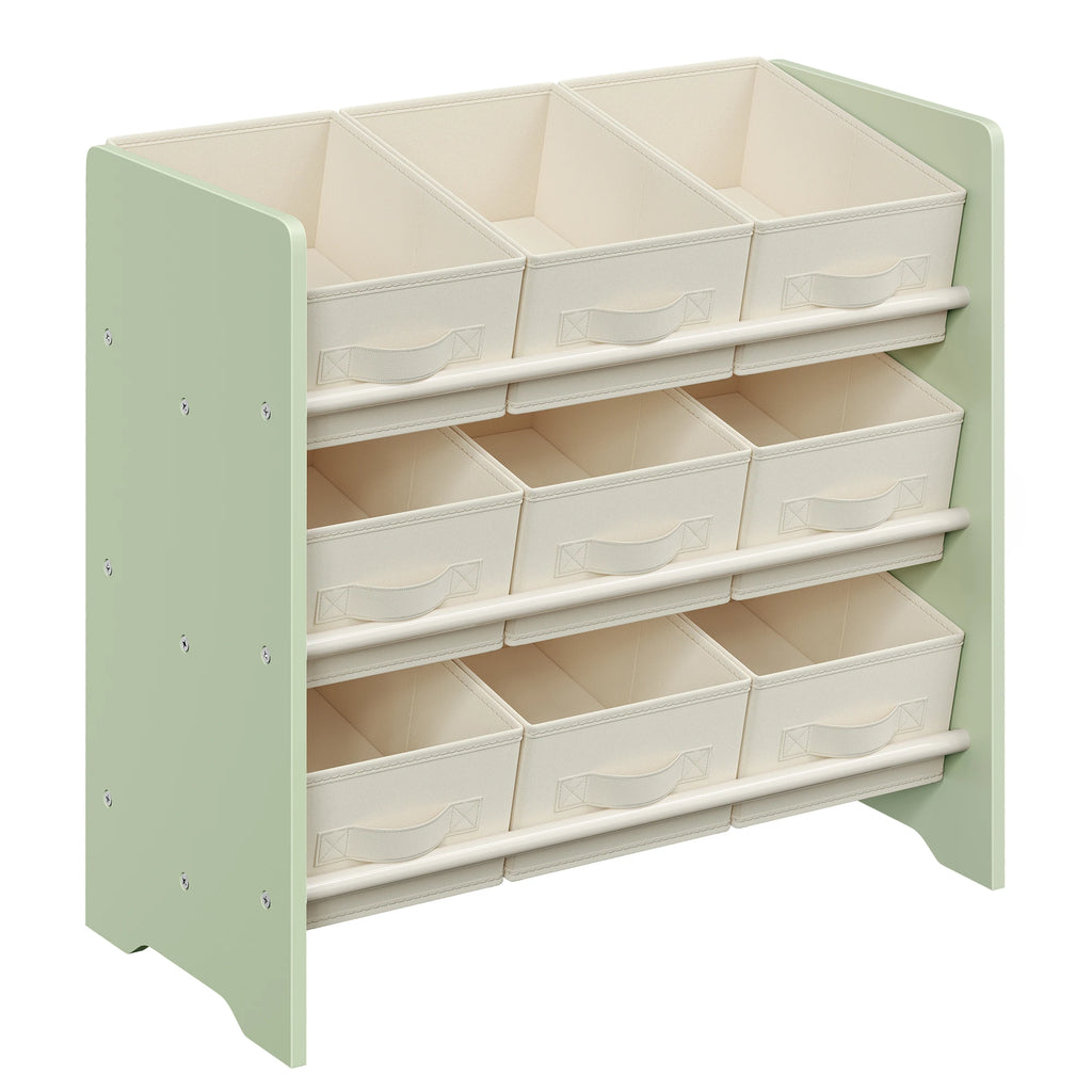 Petit meuble de rangement, avec Boîtes de Rangement en Tissu Non-tissé, pour Chambre d’Enfant, 29,5 x 62,5 x 60 cm, Vert Laurie