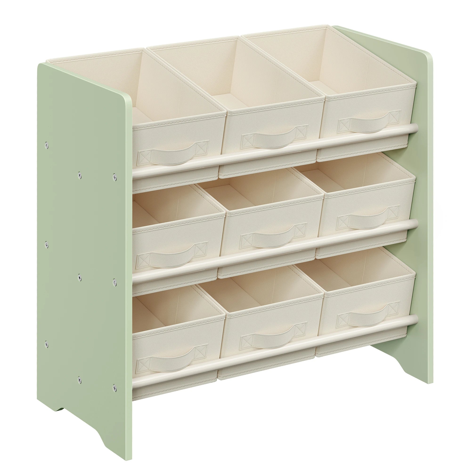 Petit meuble de rangement, avec Boîtes de Rangement en Tissu Non-tissé, pour Chambre d’Enfant, 29,5 x 62,5 x 60 cm, Vert Laurie