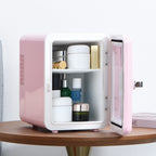 iceBlue Viewing Window Mini Fridge 4L/6Can Makeup Drink Dual-use Cooler Warmer Refrigerator for Camping Car Home Dormitory Gift