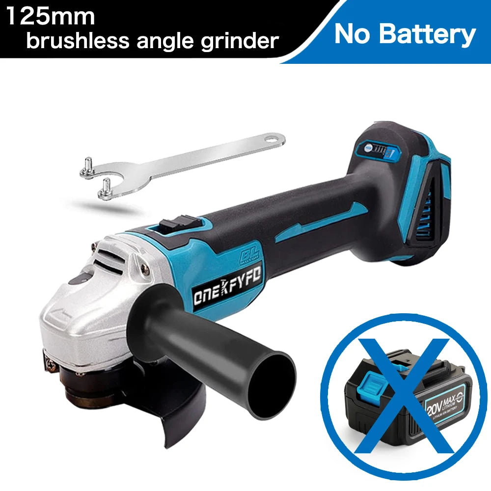 125mm Cordless Brushless Rechargeable Electric Angle Grinder Grinding Machine DIY Woodworking Power Tool For Makita 18V Battery