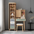 Solid wood dresser, full-length mirror integrated bedroom, simple modern full-body mirror, dresser, storage cabinet, makeup tabl