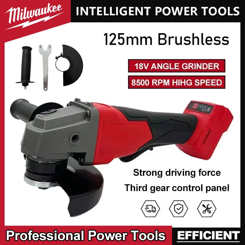 Milwaukee 125mm Brushless Angle Grinder Polishing Cutting Machine No-Lock Paddle Switch Electric Cordless Power Tools